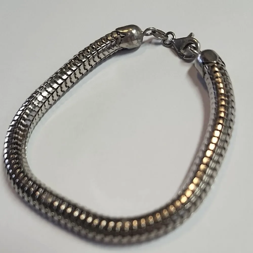 Vintage Sterling Silver 925 Bracelet H W Burdick Co. Hollow Snake Chain